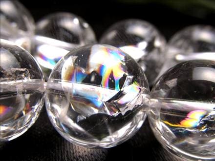 アイリスクォーツ 虹入り水晶 アイリス水晶 レインボー水晶 ビーズ連 連材