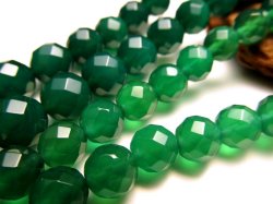 ★カット★約14mm珠★一連★グリーンアゲート【緑瑪瑙】★約38-40cm★