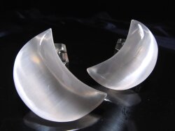 ◆大人気商品！◆激安◆ムーン型◆艶々キャッツアイ◆【聖母マリアのガラス】◆シルクのような繊維質◆美品キャッツアイセレナイト（ジプサム）【透石膏】三日月型 タンブル【タイプA】◆石サイズ約49-52mm◆【メキシコ産】