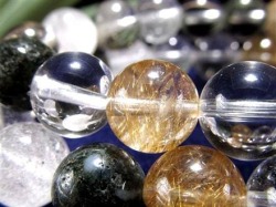 マニハール クォーツ ブレスレット ビーズ石 ヒマラヤ山脈 水晶 ゴールドルチル