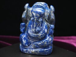 ★人気！夢を叶える象★夢の実現を助ける★極上手彫り彫刻★あらゆる障害を除去して成功に導く守り神★1点物★ラピスラズリ　ガネーシャ彫り置物★高さ約6.5cm★約168.4g★