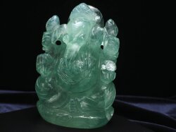 ★人気！夢を叶える象★夢の実現を助ける★極上手彫り彫刻★あらゆる障害を除去して成功に導く守り神★1点物★フローライト　ガネーシャ彫り置物★高さ約10cm★約490g★