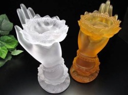 蓮華手 クリスタルガラス ロータス 置物 仏教