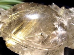 ゴールドルチルクォーツ 龍亀 ロングイ 金針 水晶 彫刻 置物 財運 瑞獣