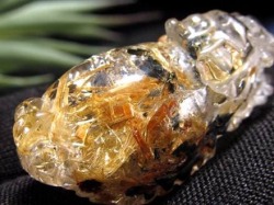 ゴールドルチルクォーツ 龍亀 ロングイ 金針 水晶 彫刻 置物 財運 瑞獣