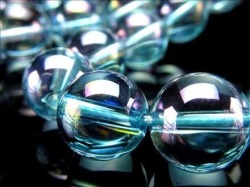 アクアオーラ 蒸着水晶 ブルーオーラ ビーズ連 連材