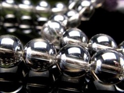 シルバーオーラ 蒸着水晶 ビーズ連 連材