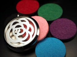 ◆癒しの香りを入れるペンダントトップ！◆ツーソン展示会商品◆透かし彫りロケットアロマペンダント ◆6色フェルト付き◆ローズオブライフ　ステンレスパフュームペンダントトップ◆直径約30mm◆バチカン部分内側直径約6mm◆