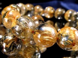 ゴールドタイチンルチルクォーツ ブレスレット 金針水晶 ヘマタイト 