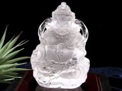 水晶 黄財神 彫刻 置物