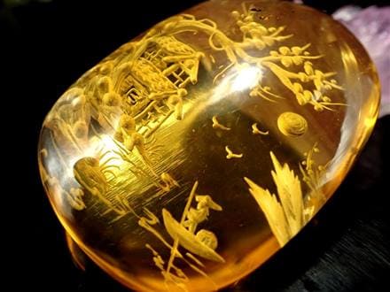 ◇職人が創り出す芸術作品◇極上天然アンバー使用◇インタリオ(沈み