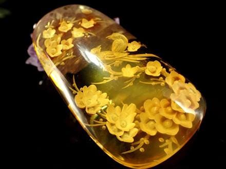 ◇職人が創り出す芸術作品◇極上天然アンバー使用◇インタリオ(沈み  