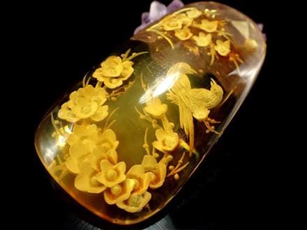 ◇職人が創り出す芸術作品◇極上天然アンバー使用◇インタリオ(沈み