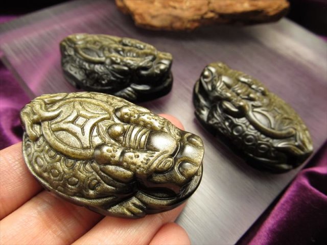 ブラックオブシディアン 龍亀 ロングイ ◇龍亀【ロングイ】◇財運を高める瑞獣◇お守りとしても◇ゴールデン