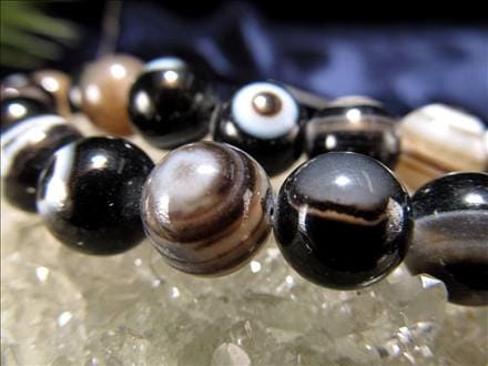 ★特選一連★魔除けの石【天眼メノウ瑪瑙アイアゲート14mm】❤️ ☆一連☆天眼メノウ【天眼石】☆【ブラジル産】