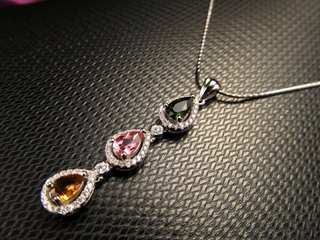 パライバトルマリンsilver925キュービックジルコニアペンダントトップ