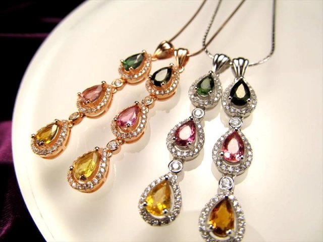 ☆宝石質・豪華3色トルマリン使用☆Silver925☆キュービックジルコニア