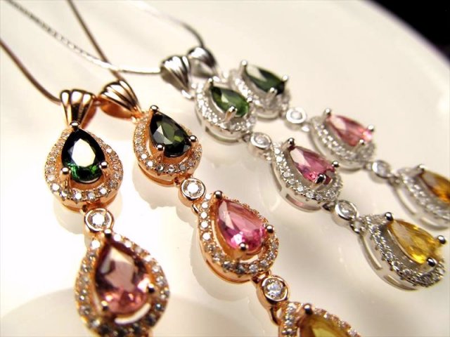 ☆宝石質・豪華3色トルマリン使用☆Silver925☆キュービック