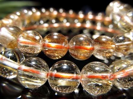 高品質 高透明 タイチンルチルレイテッドクォーツ ブレスレット 黄金太針
