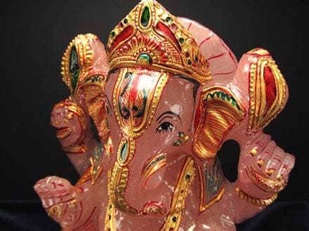 極上一級彫り 人気 夢を叶える象 豪華22金カラー彩色タイプ 悩みや不安からの開放 あらゆる障害を跳ね除ける守り神 1点物 ガネーシャ彫り置物