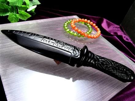 ◇漆黒の黒曜石使用ダガーナイフ◇魔除けの石でできた小刀◇古来からの