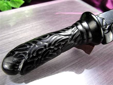 ◇漆黒の黒曜石使用ダガーナイフ◇魔除けの石でできた小刀◇古来からの