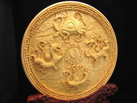 ◇美しい木目と光沢！柘植製◇太極八卦◇繊細彫刻◇最強の厄除け・開運