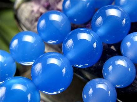 アゲート 青瑪瑙　ブルーアゲート　厄除け　開運 鮮やかブルー ブルーアゲート 天地天珠(てんちてんじゅ) ころんと