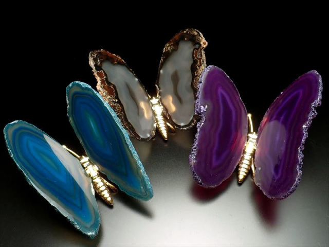 ◇選べる3色！◇カラフルアゲートバタフライ◇オシャレ天然石
