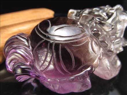 高品質 アメジスト 手彫りの龍亀（ロングイ）置物129g 高品質