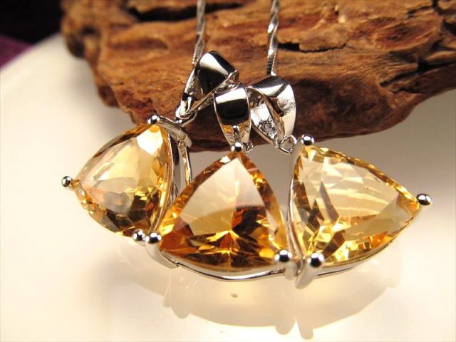 ◇超透明宝石質◇5A◇シトリンペンダントトップ☆Silver925☆