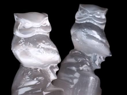 開運】縁起彫刻癒し親子鶏甲州水晶貴石細工インテリア置物