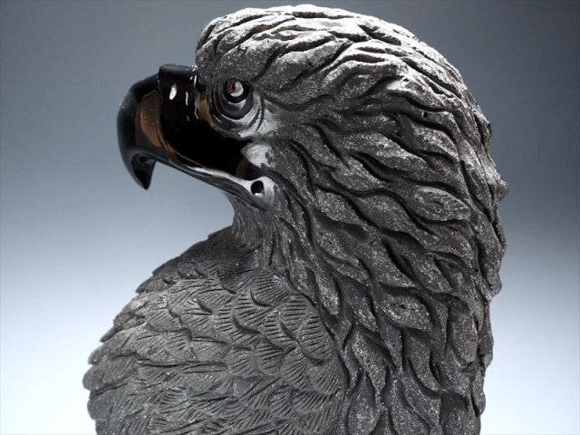 専用】天然石オブシデイアンのカラス 置物 彫物NO.101609 ◇極み彫刻