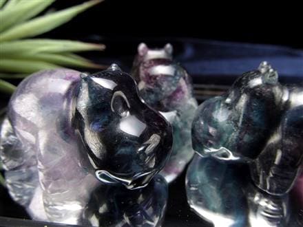 天然石【フローライト】綺 麗！蛍石の彫刻品 カルガモ No.153