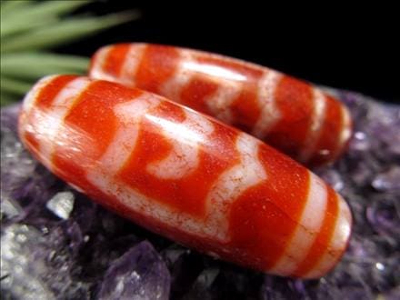 天地 天珠 朱砂紅肉橘 チベット 似つかわしく 天珠ワールドNo.4 