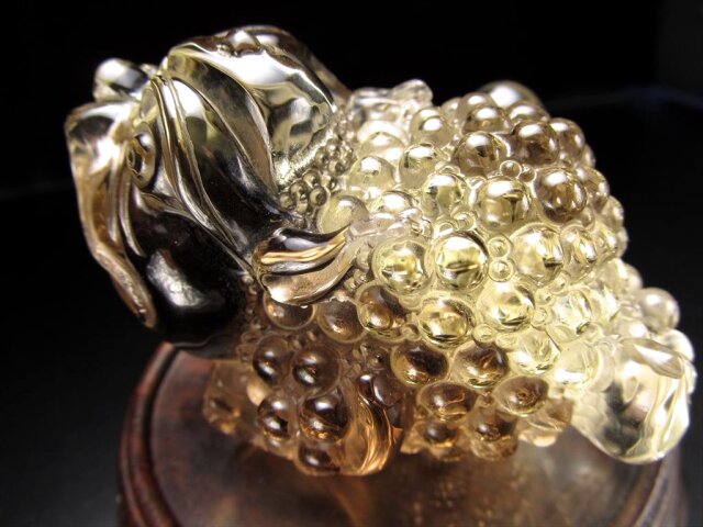 天然石スモーキーシトリンカエルの置物