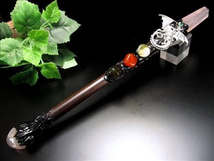 【魔法の杖】ヒーリングワンド  アメジストエレスチャル  魔術書付き 魔女の杖】スギライト＆アメジスト ヒーリングワンド｜天然石