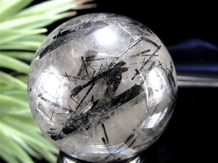 トルマリン入り　水晶　丸玉　天然石 ブラックトルマリン入り水晶丸玉ブレスレット11mm｜マライカ公式通販