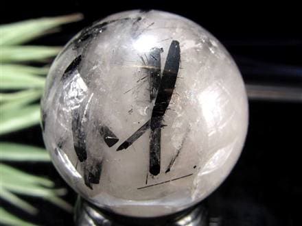 トルマリン入り　水晶　丸玉　天然石 ブラックトルマリン入り水晶丸玉ブレスレット11mm｜マライカ公式通販