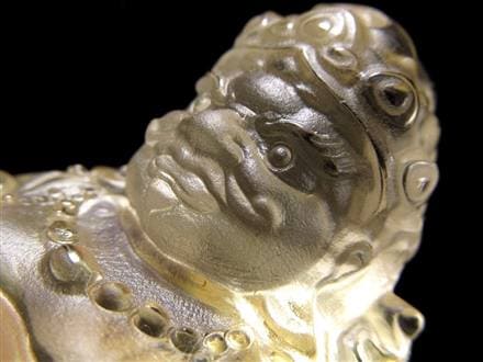 【コレクション】スモーキーシトリン 黄財神彫刻 台座付 ☆明るくやさしい黄金色☆チベット密教における財神☆11月の誕生石☆富