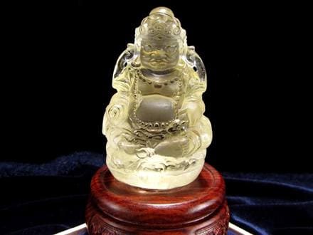 【コレクション】スモーキーシトリン 黄財神彫刻 台座付 ☆明るくやさしい黄金色☆チベット密教における財神☆11月の誕生石☆富