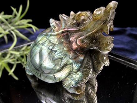 ラブラドライト 亀 天然石 特大 ラブラドライト シラーギラギラ 龍亀