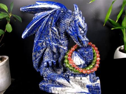 ラピス　パワーストーン　龍　彫り物　置物 楽天市場】【一点物】龍（ドラゴン） 玉 ラピスラズリ 彫刻