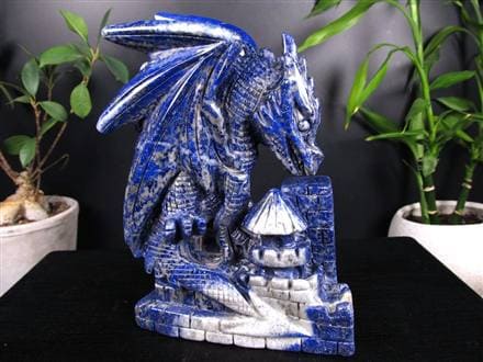 ラピス　パワーストーン　龍　彫り物　置物 岡山のパワーストーン、風水・開運グッズのお店 龍祥本舗 / 龍彫り