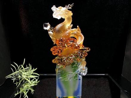 ドラゴン ガラス彫刻 約20cm ドラゴン ガラス彫刻 約20cm