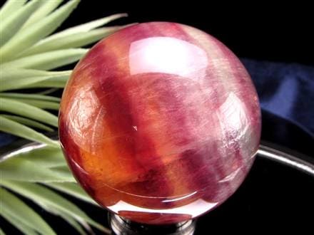 イエローフローライト スフィア 直径80ミリ 木製ライト付き