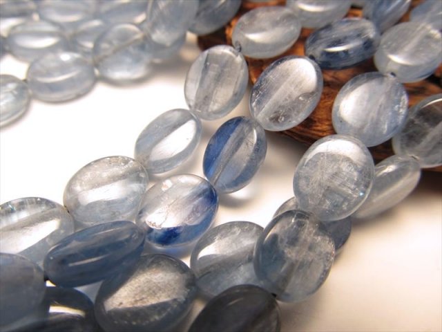 アフリカ産 カイヤナイト × K10/K18パーツ パワーストーン 天然石 ☆一連☆透明上質ライトブルー☆アフリカ産カイヤナイト【藍晶石