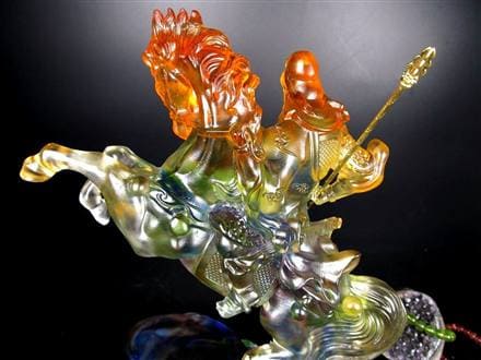 手彫彫刻 高品質高透明 天然本水晶 関羽公 財神/武神軍神/商業神 三國志 置物 ◇威風堂々たる風格◇三国志の超有名武将！関羽◇商売繁盛と学問成就の