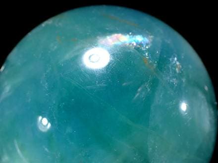【超高品質・レア】シーブルー⭐︎フローライト スフィア ①虹入り ◇超大人気スフィア!!◇希少色!!濃く鮮やかな青緑色◇知性・平和・寛大