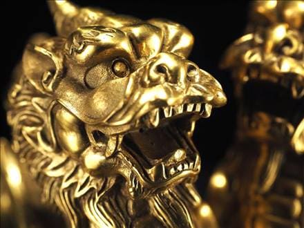☆雄と雌のペア販売！☆財運を高める瑞獣 ☆ゴールドカラー☆財運